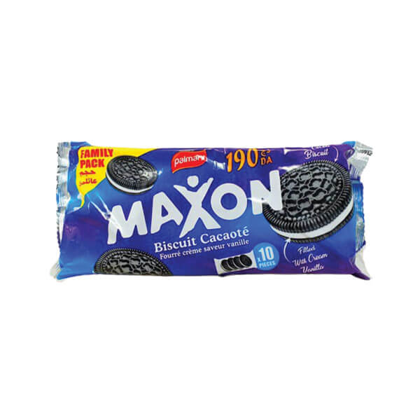 Maxon Biscuit Cacaoté Fourré Créme Saveur Vanille(10pieces)